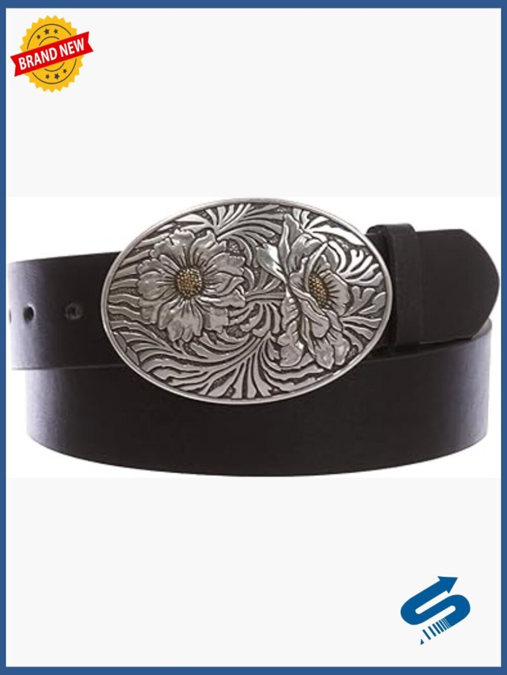 1.5" Snap On Interchangeable Sunflower Belt - Brown Leather